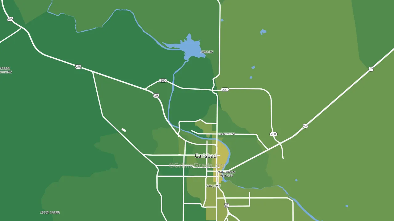 Carlsbad North, NM Map of Vehicle Theft Rates
