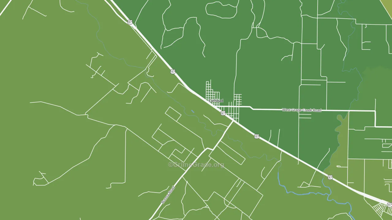 Carlsbad, TX Map of Vehicle Theft Rates