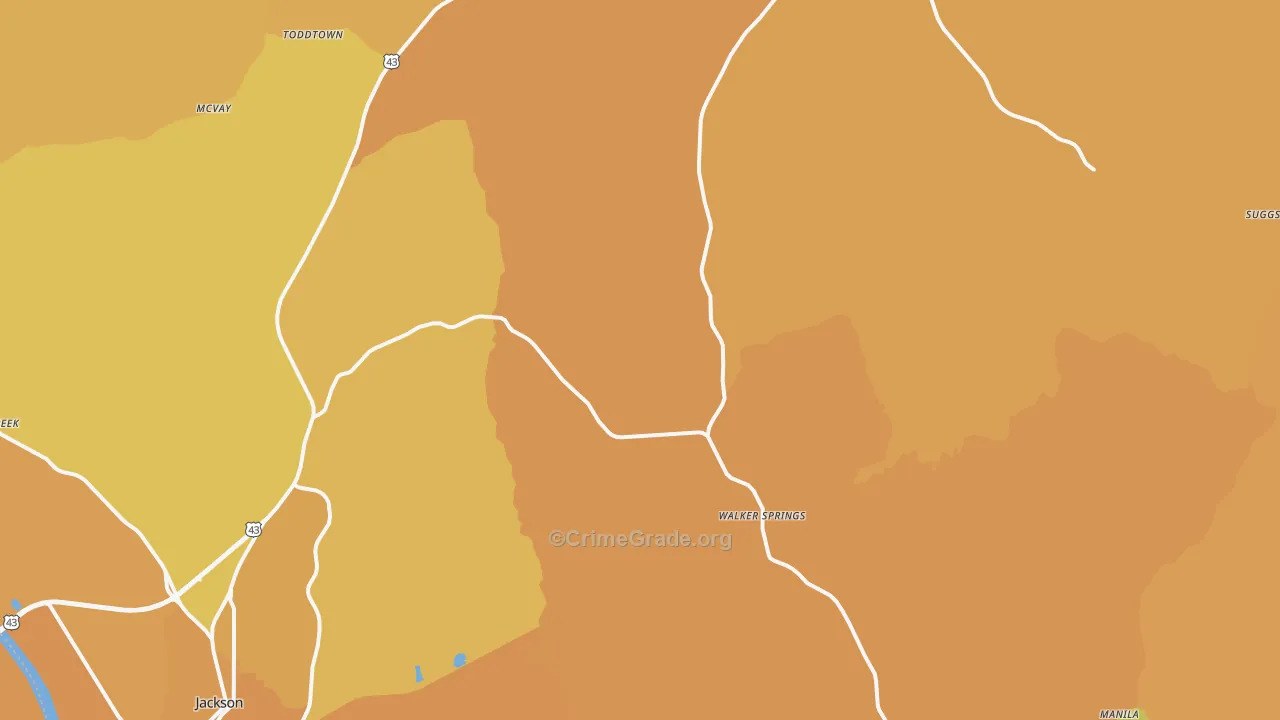 Carlton, AL Map of Vehicle Theft Rates