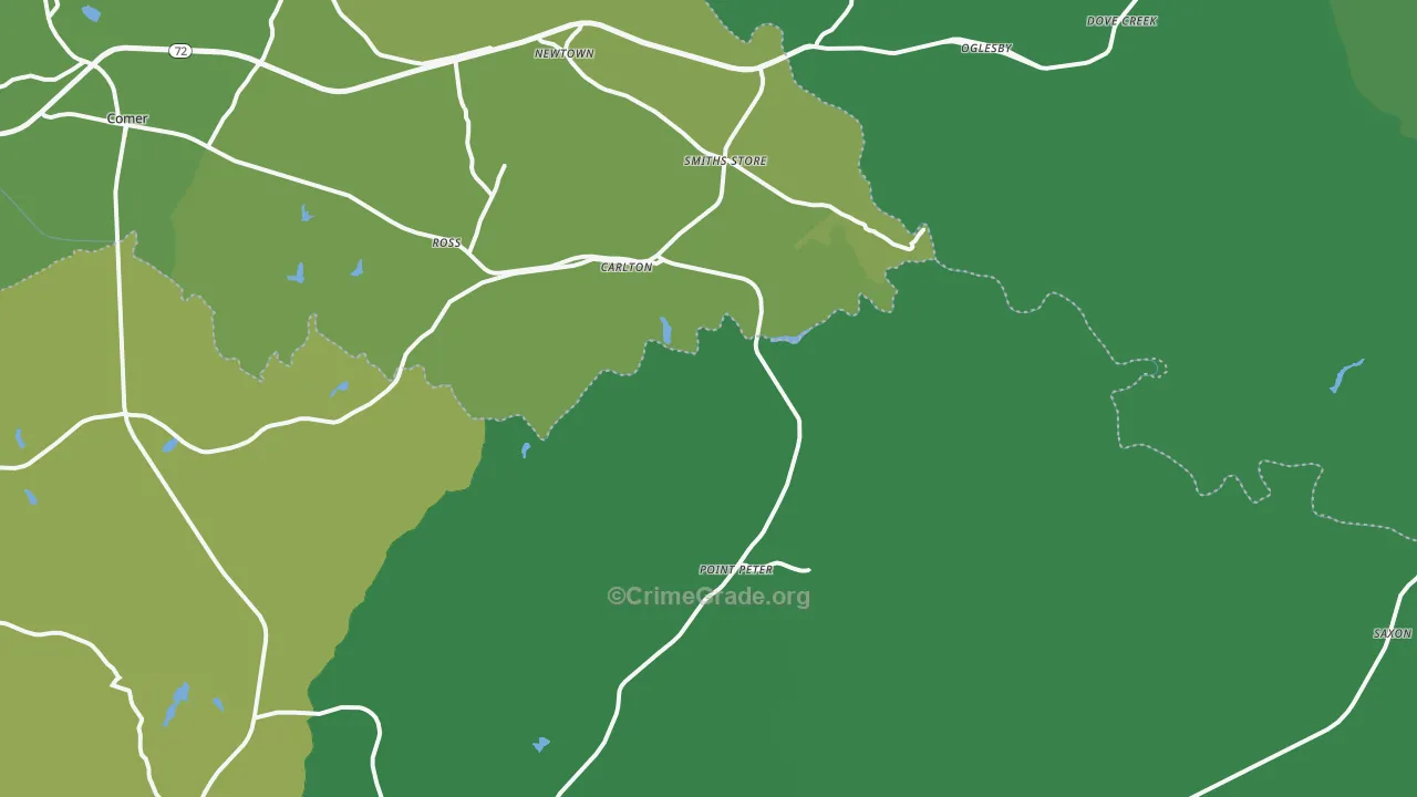 Carlton, GA Map of Vehicle Theft Rates