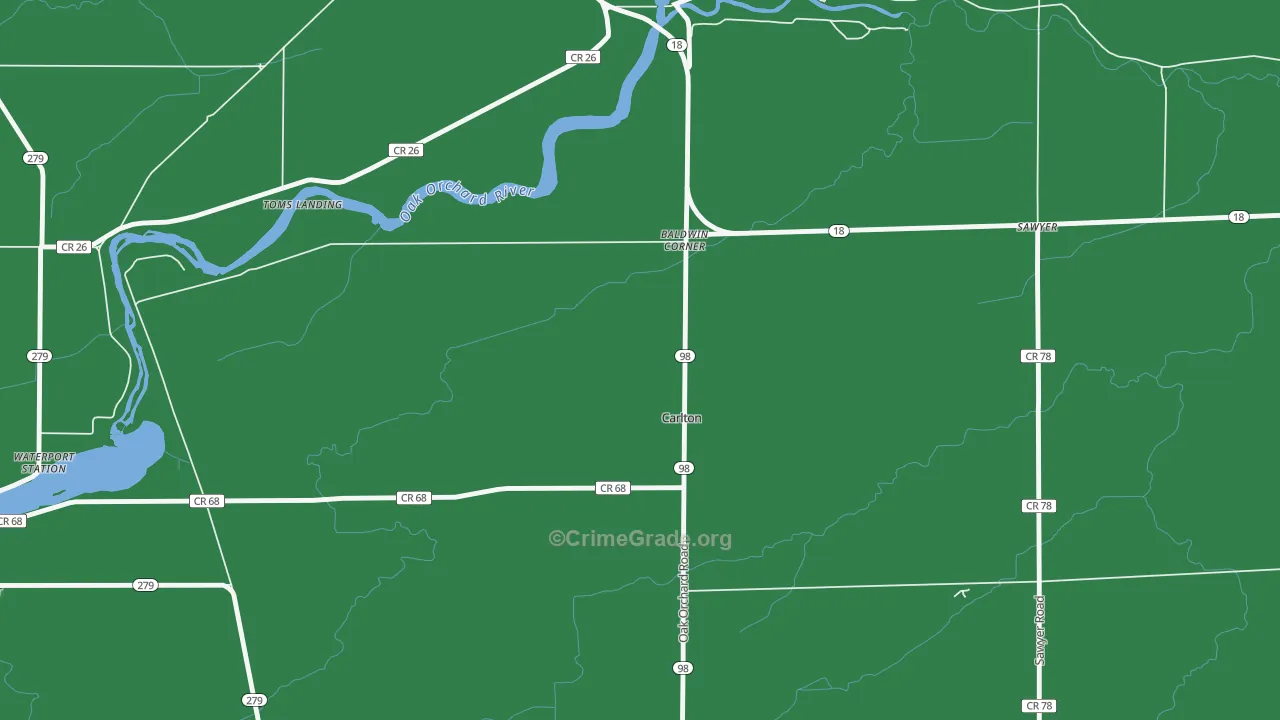 Carlton, NY Map of Vehicle Theft Rates