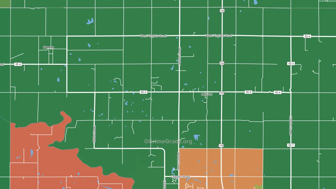 Carlyle, KS Map of Vehicle Theft Rates