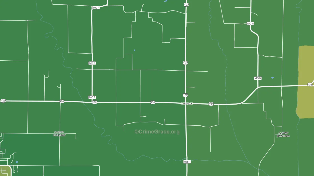 Carmack, MO Map of Vehicle Theft Rates