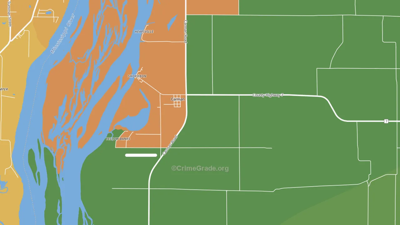 Carman, IL Map of Vehicle Theft Rates