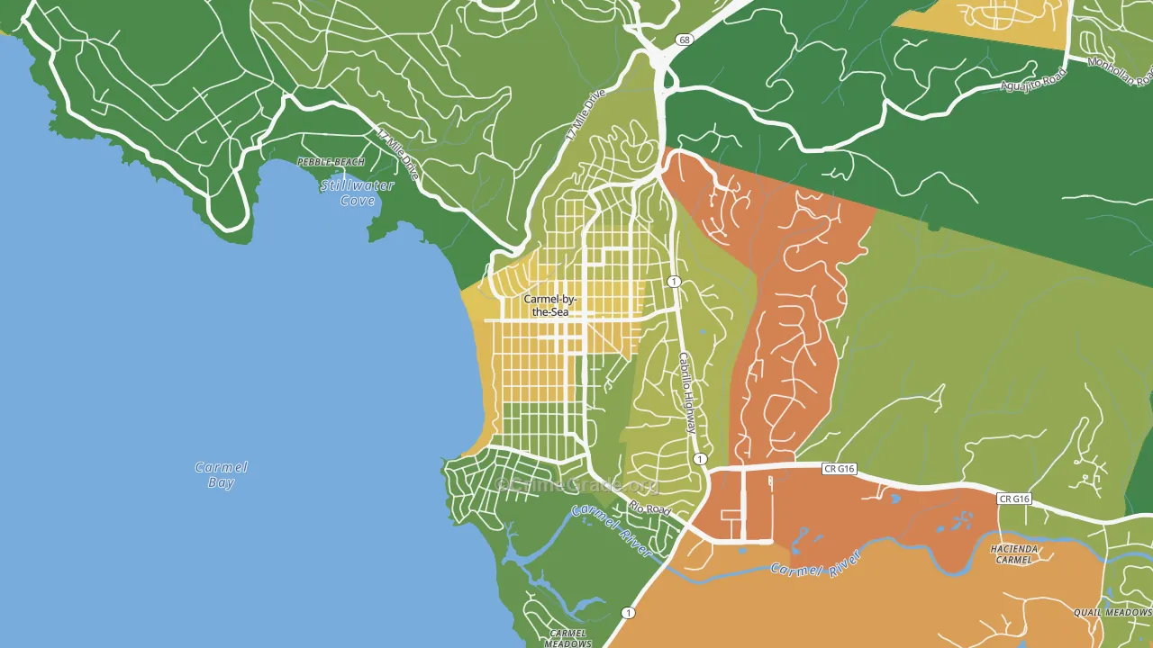 Carmel-By-The-Sea, CA Map of Vehicle Theft Rates