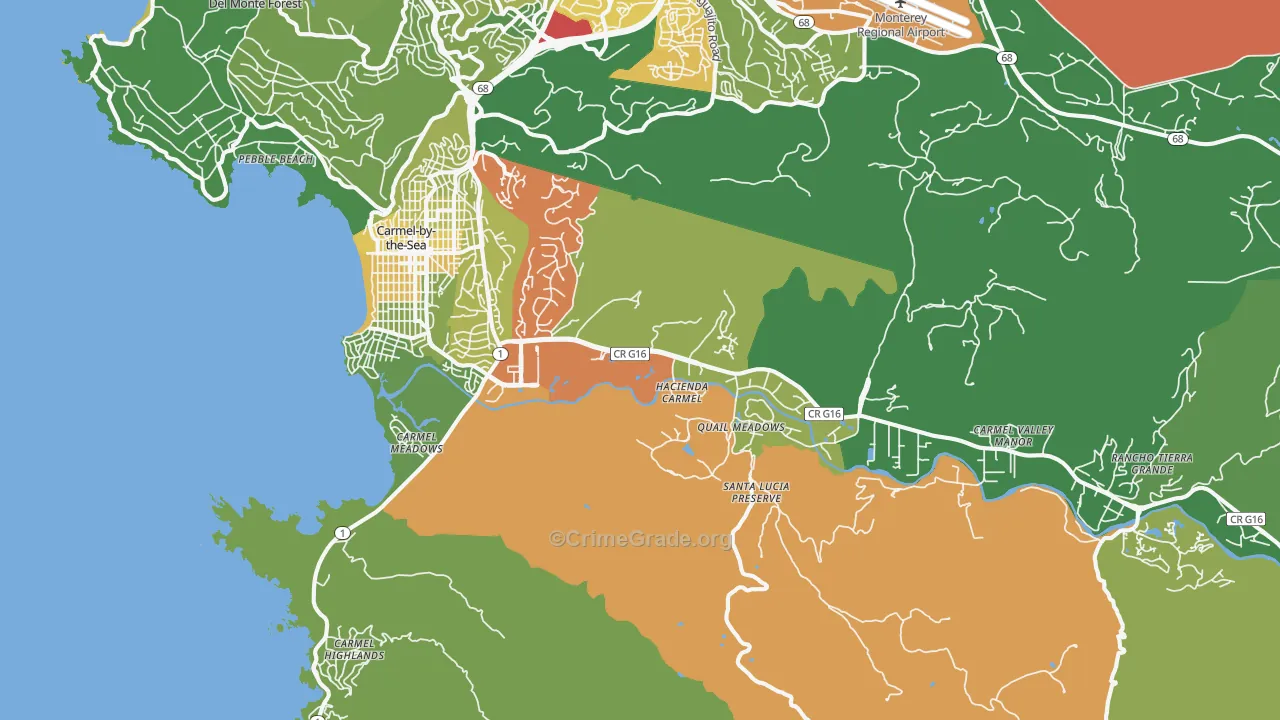 Carmel, CA Map of Vehicle Theft Rates