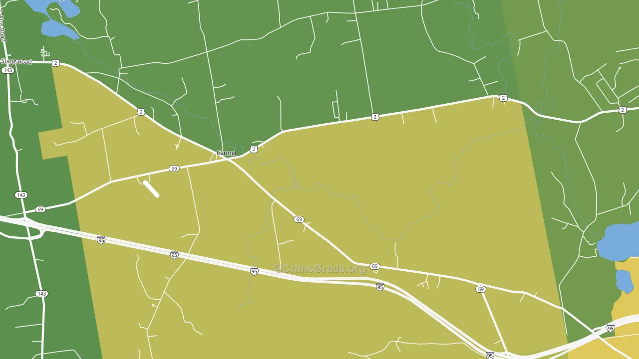 Carmel, ME Map of Vehicle Theft Rates