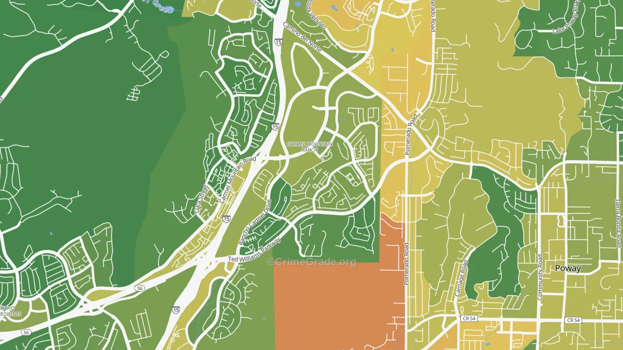 Carmel Mountain, San Diego, CA Map of Vehicle Theft Rates