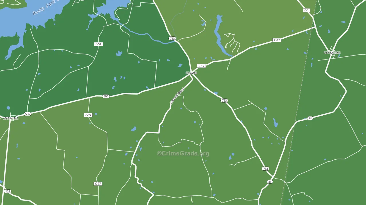 Carmel, OH Map of Vehicle Theft Rates