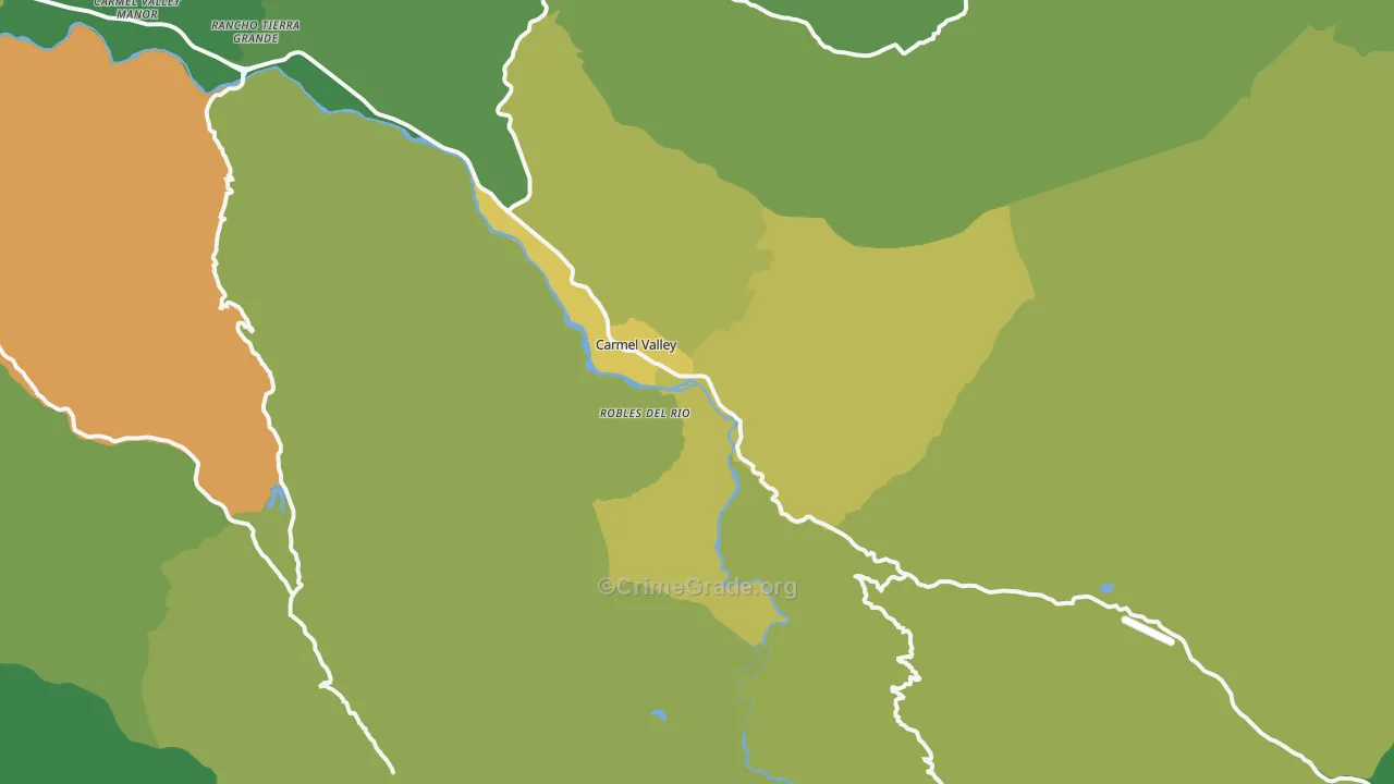 Carmel Valley, CA Map of Vehicle Theft Rates