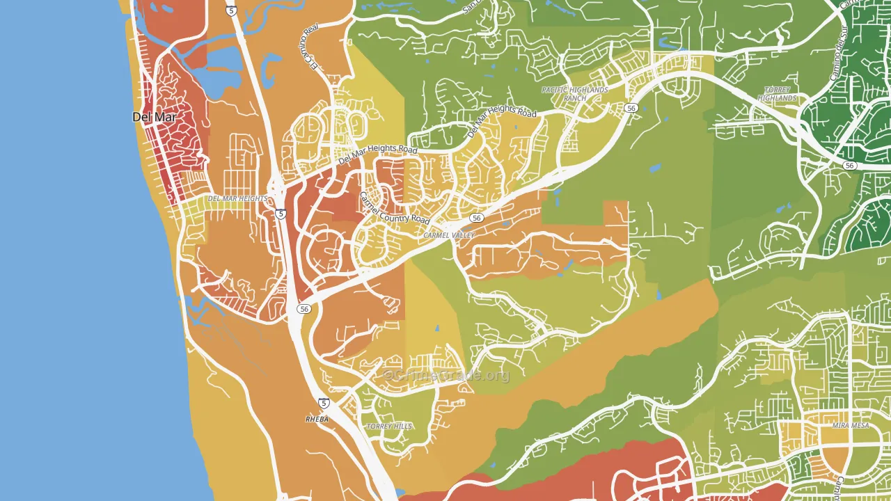 Carmel Valley, San Diego, CA Map of Vehicle Theft Rates