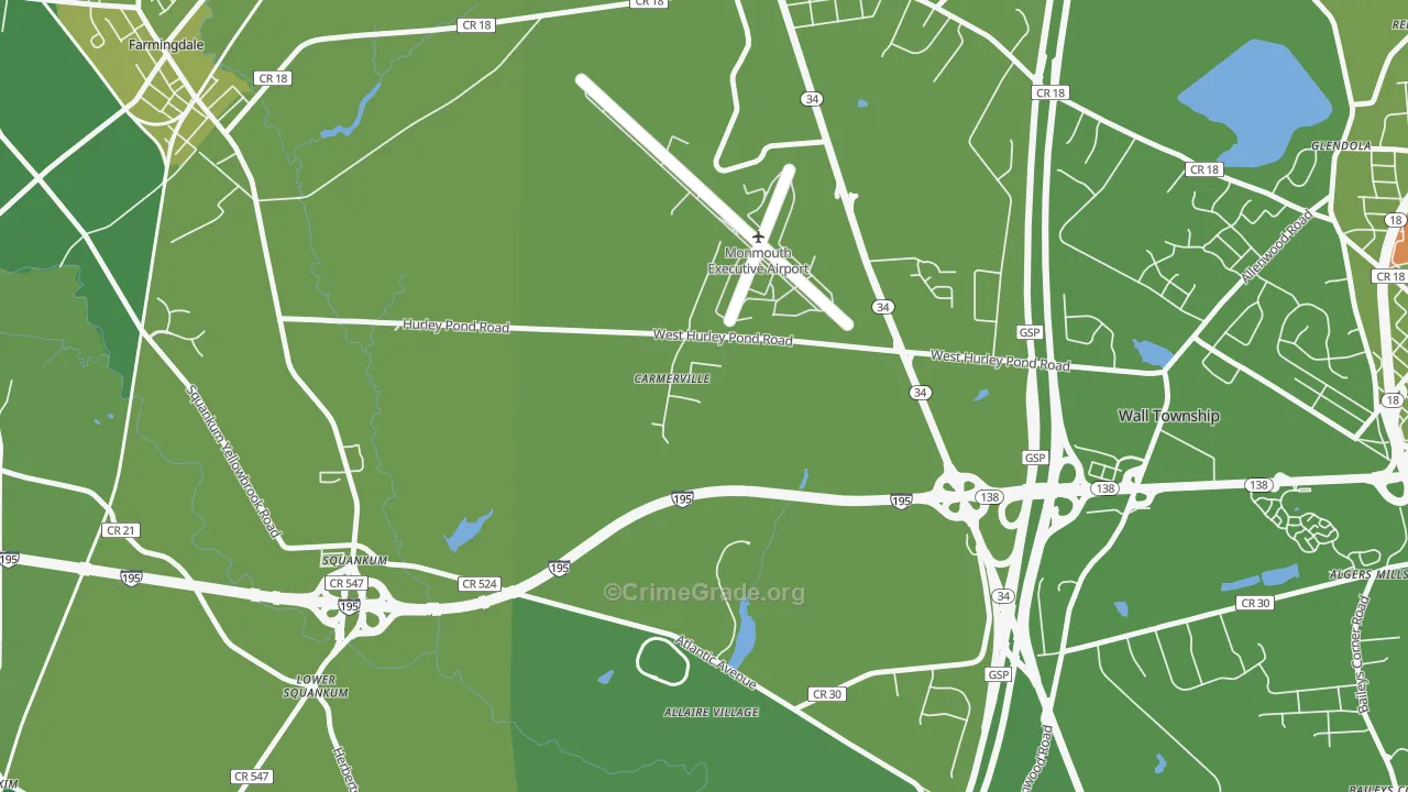 Carmerville, NJ Map of Vehicle Theft Rates