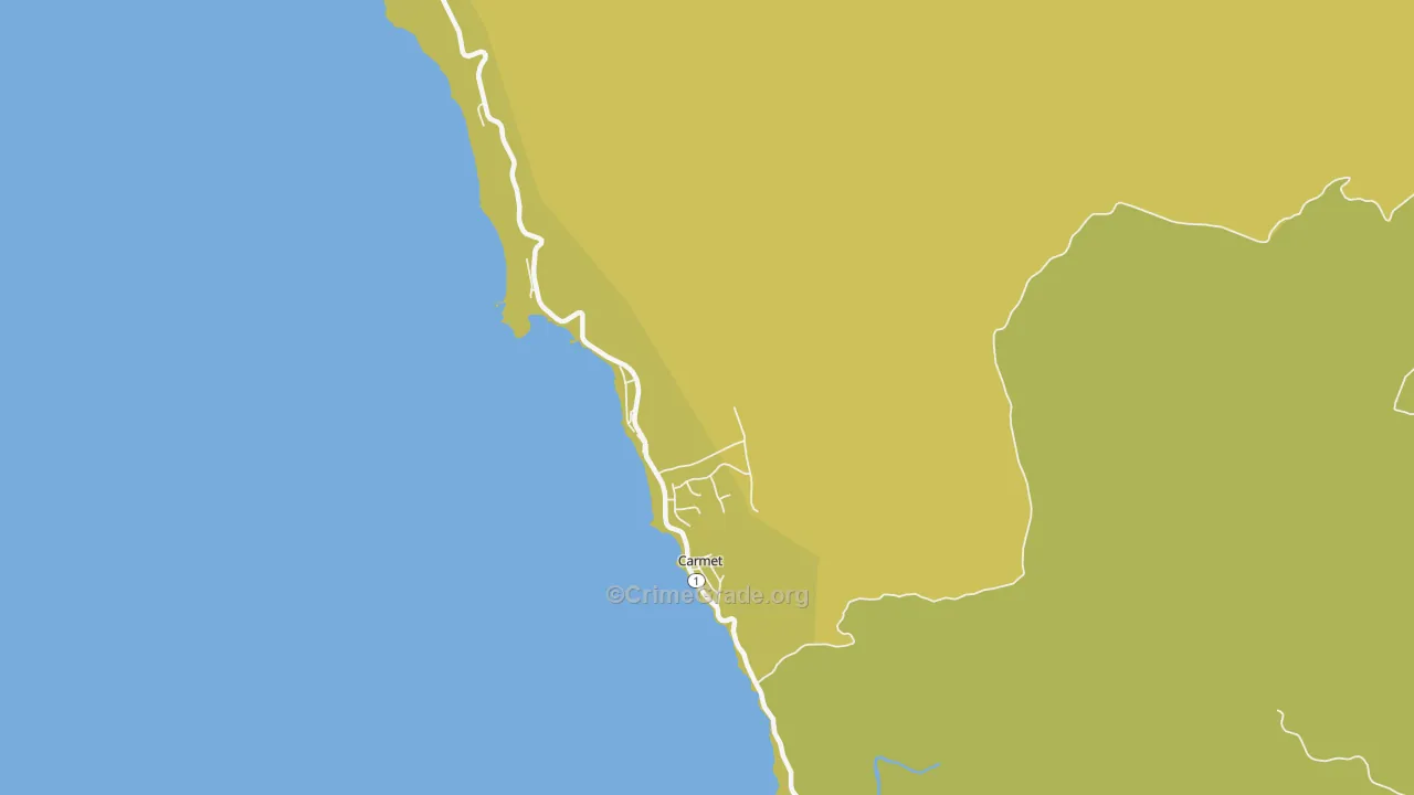 Carmet, CA Map of Vehicle Theft Rates