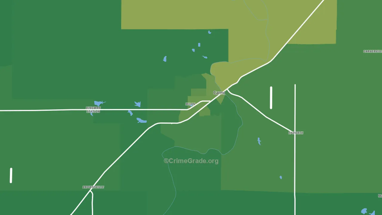 Carmi, IL Map of Vehicle Theft Rates