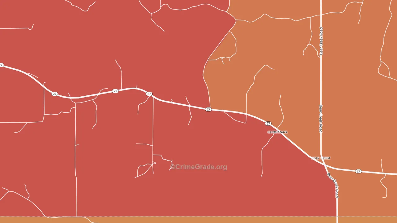 Carmichael, MS Map of Vehicle Theft Rates