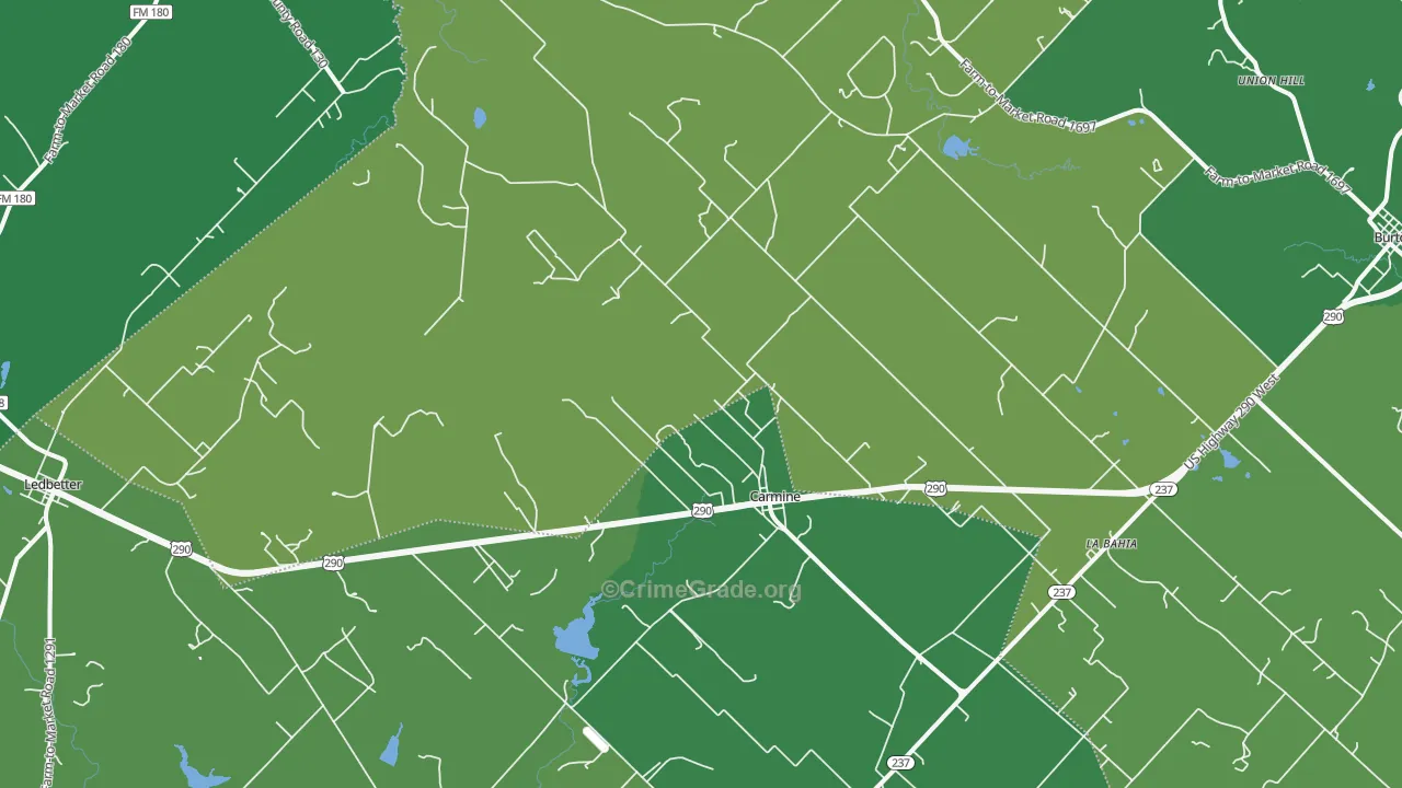 Carmine, TX Map of Vehicle Theft Rates