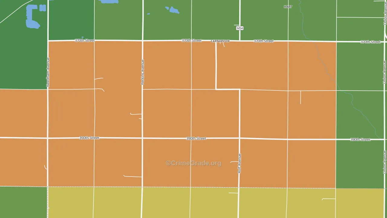 Carnarvon, IA Map of Vehicle Theft Rates
