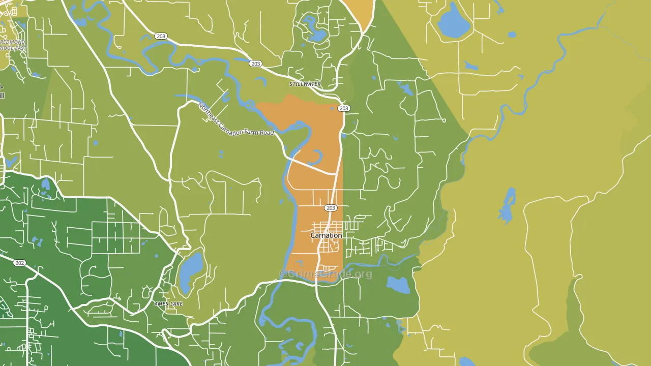 Carnation, WA Map of Vehicle Theft Rates