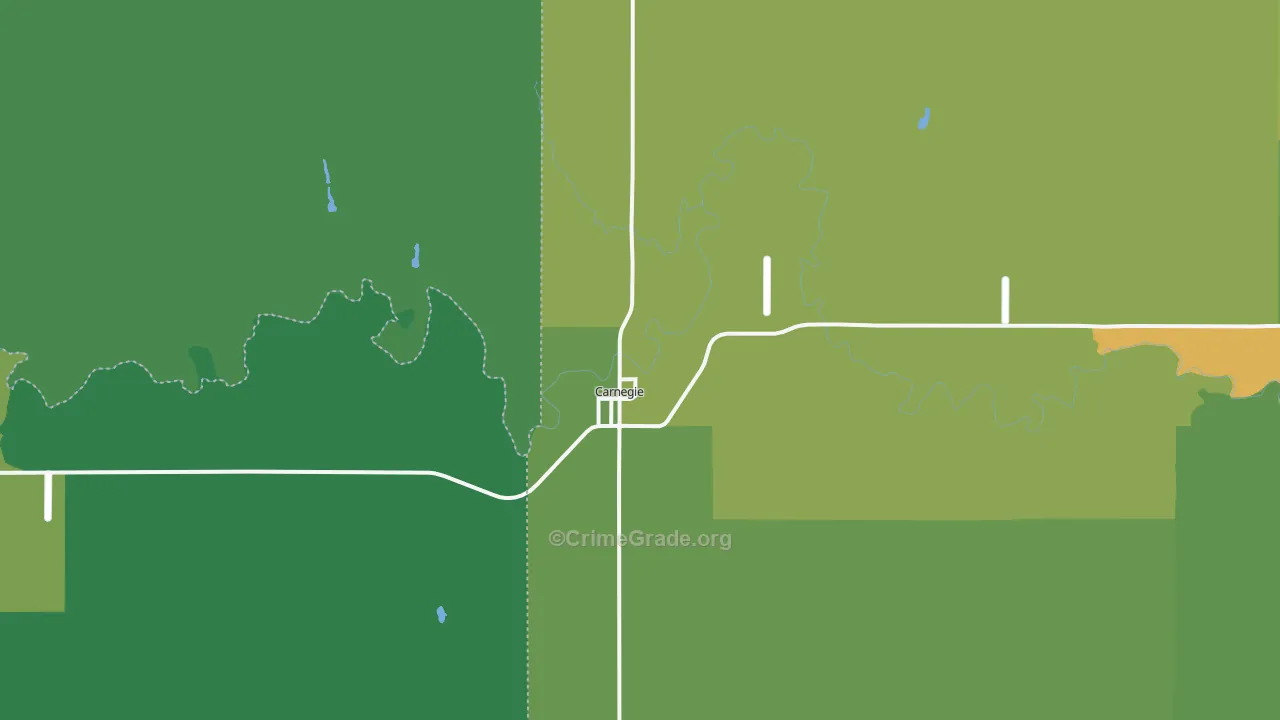 Carnegie, OK Map of Vehicle Theft Rates