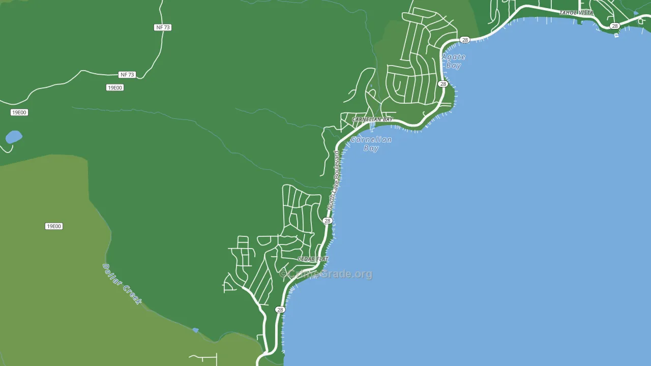Carnelian Bay, CA Map of Vehicle Theft Rates