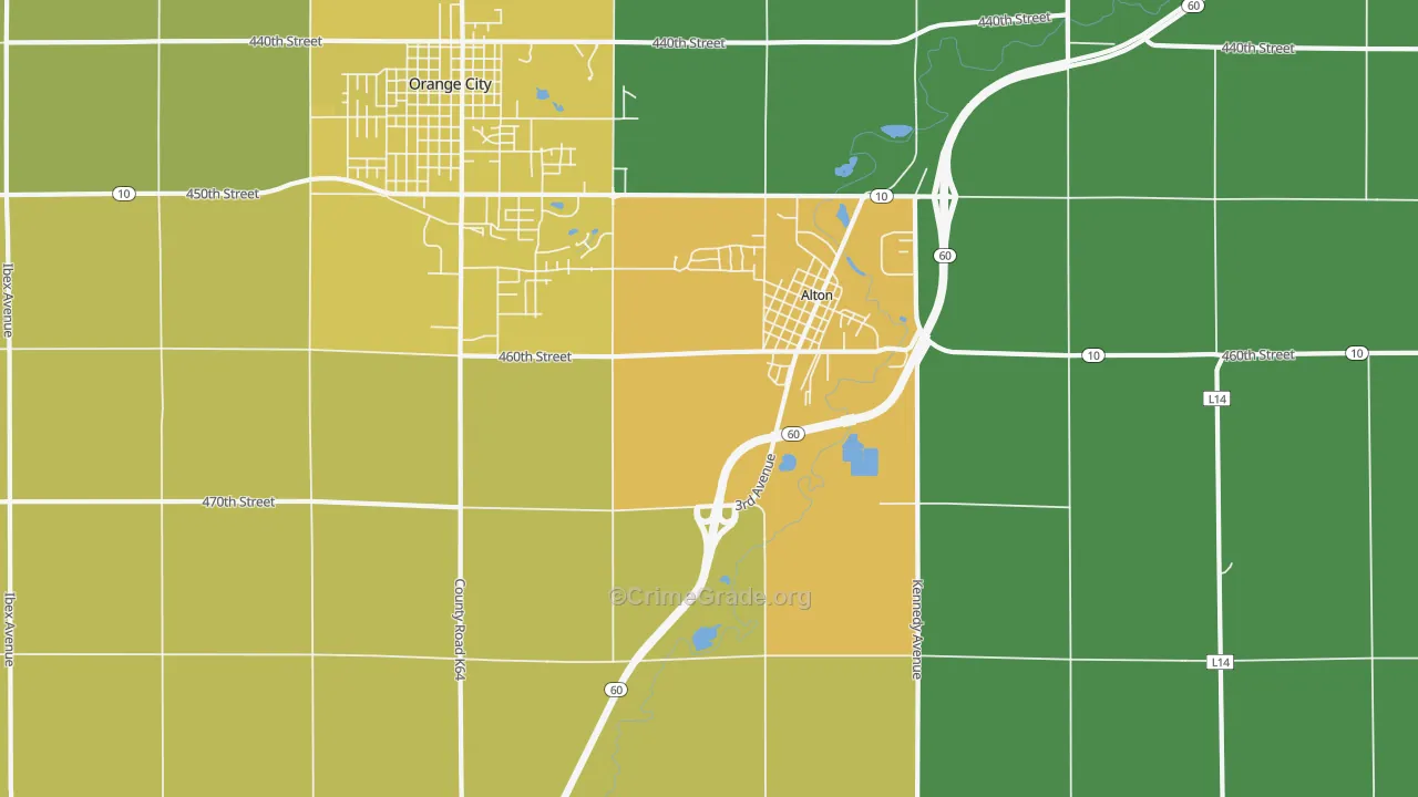 Carnes, IA Map of Vehicle Theft Rates