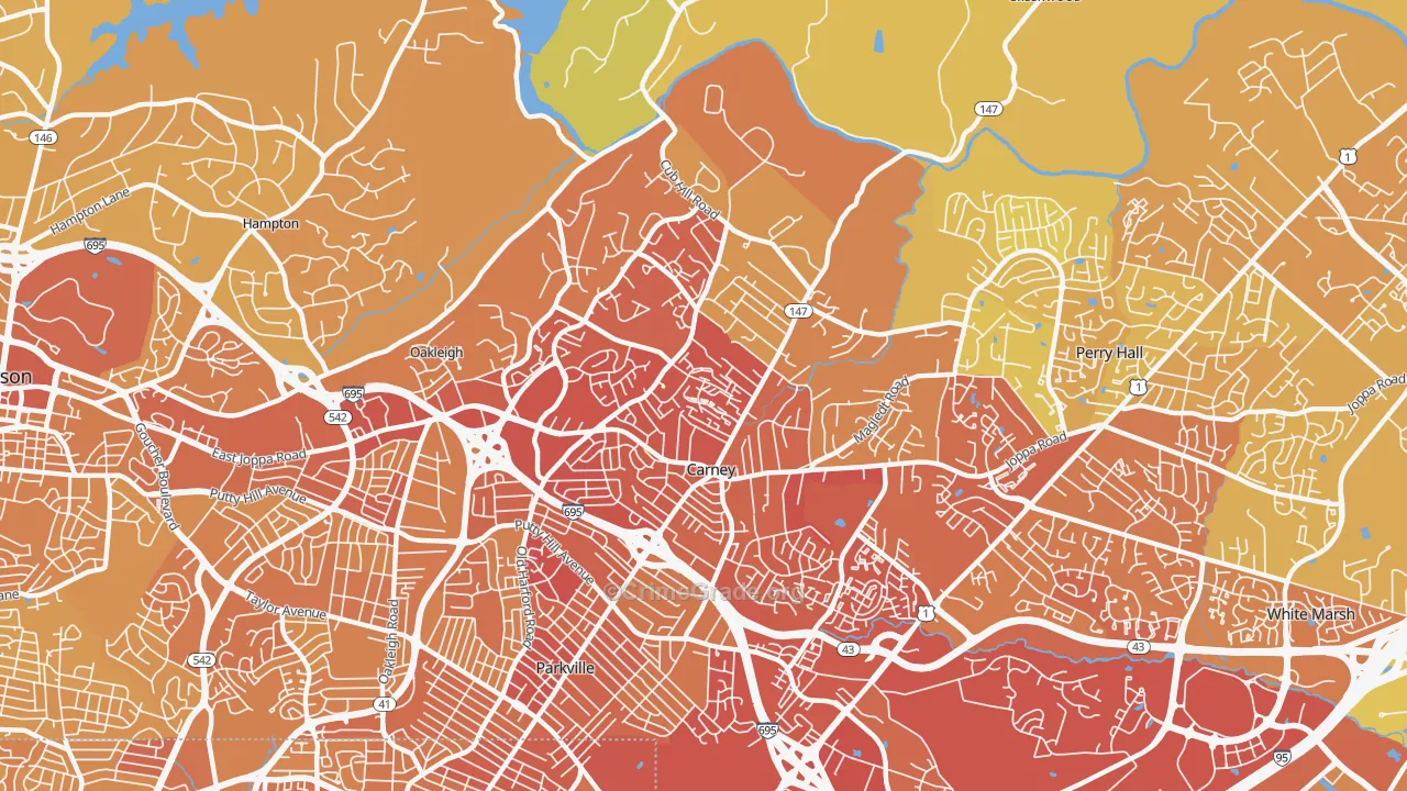 Carney, MD Map of Vehicle Theft Rates