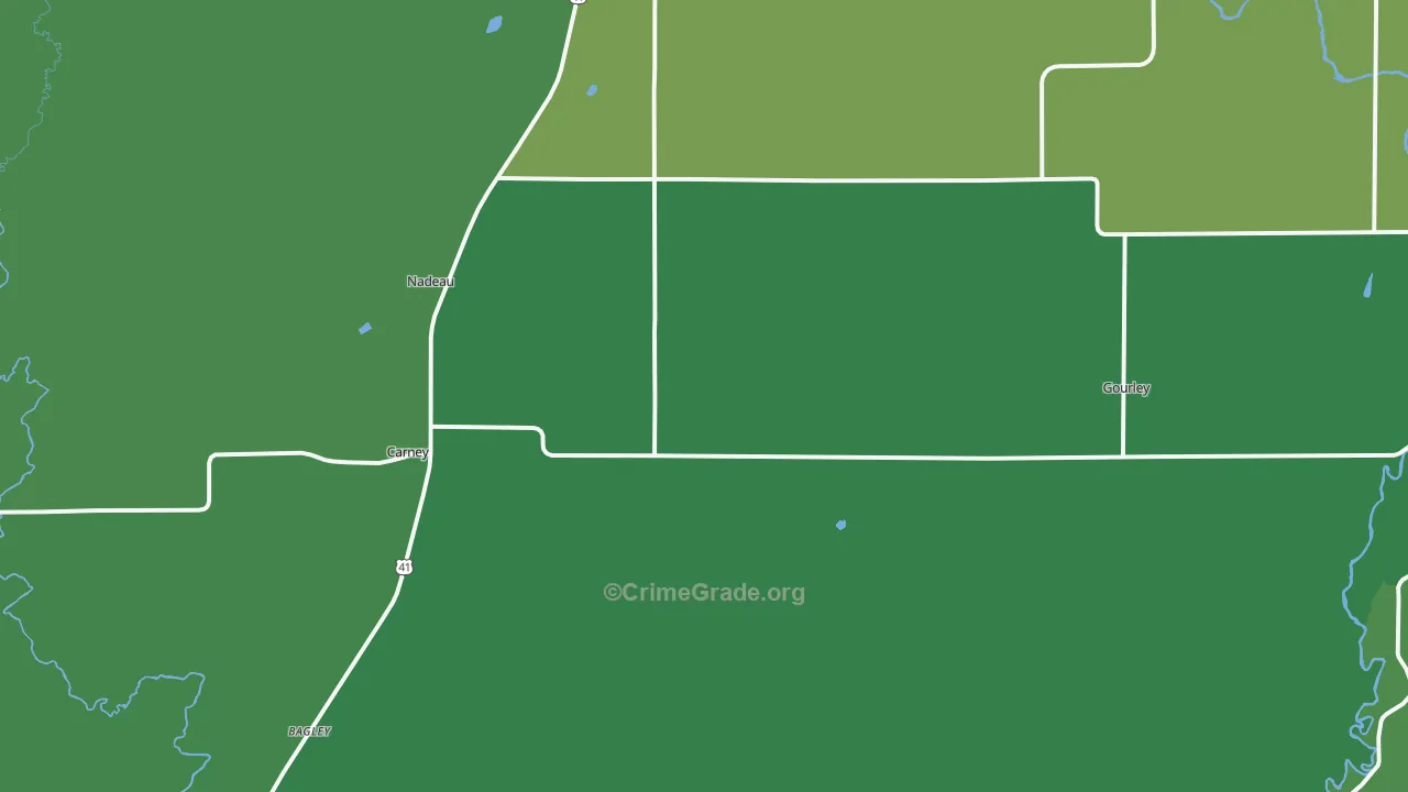 Carney, MI Map of Vehicle Theft Rates