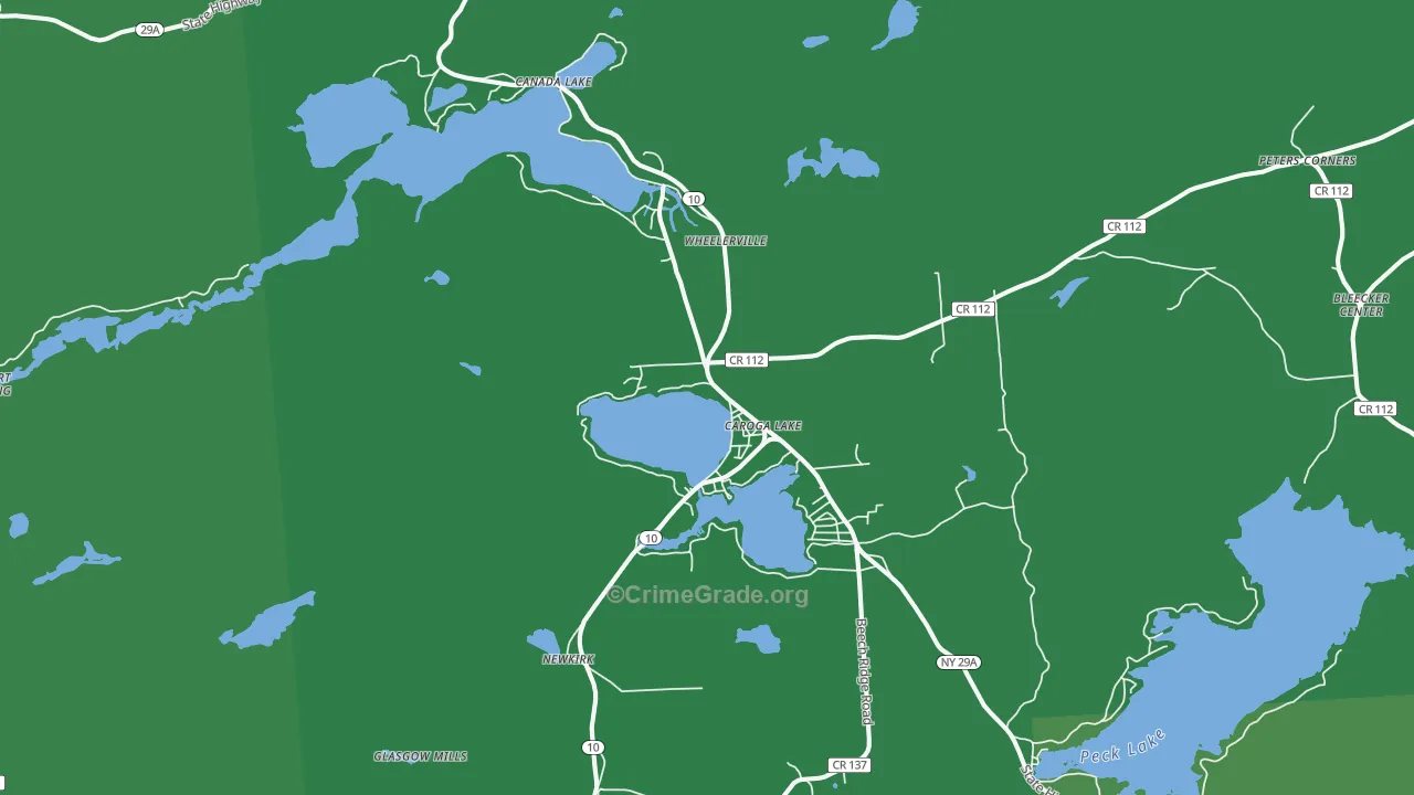 Caroga Lake, NY Map of Vehicle Theft Rates