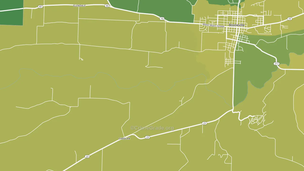 Carolan, AR Map of Vehicle Theft Rates