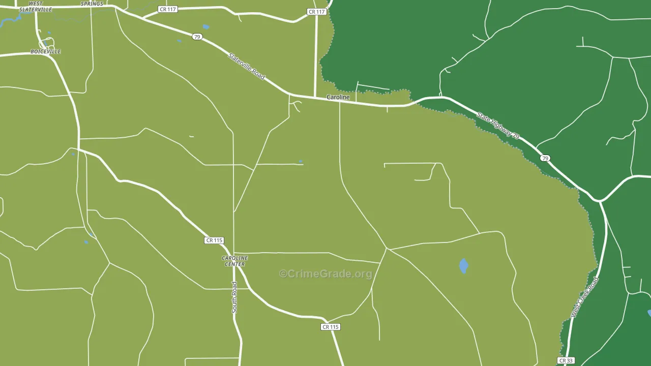 Caroline Center, NY Map of Vehicle Theft Rates