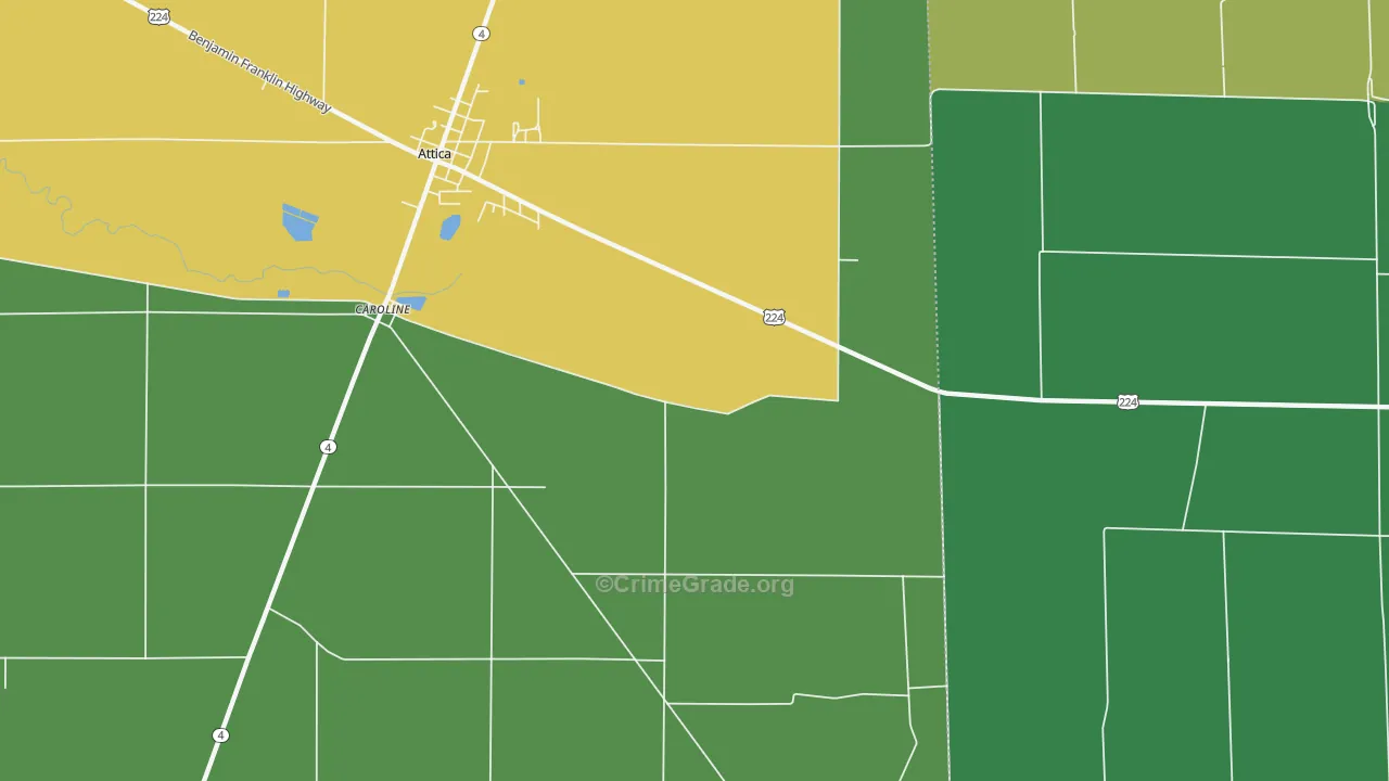 Caroline, OH Map of Vehicle Theft Rates