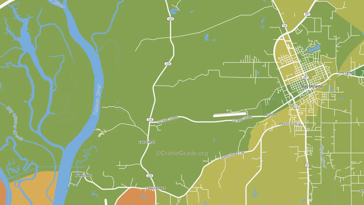 Carpenter, AL Map of Vehicle Theft Rates