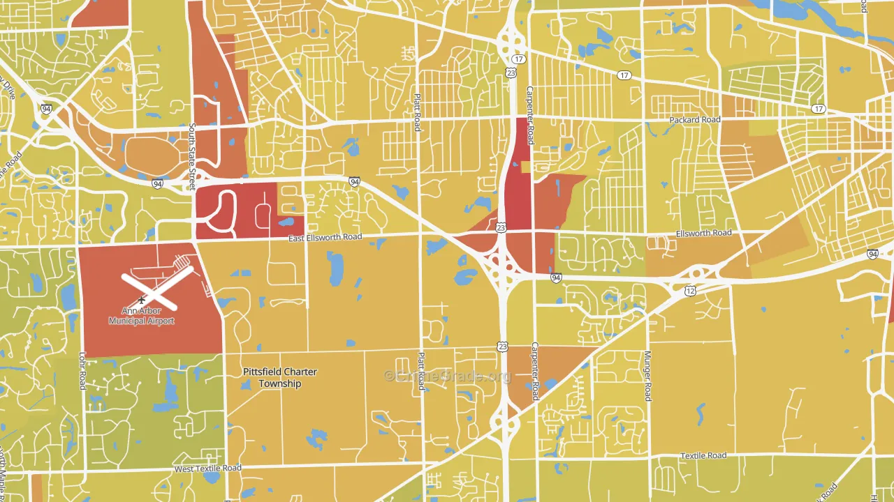 Carpenter, Ann Arbor, MI Map of Vehicle Theft Rates