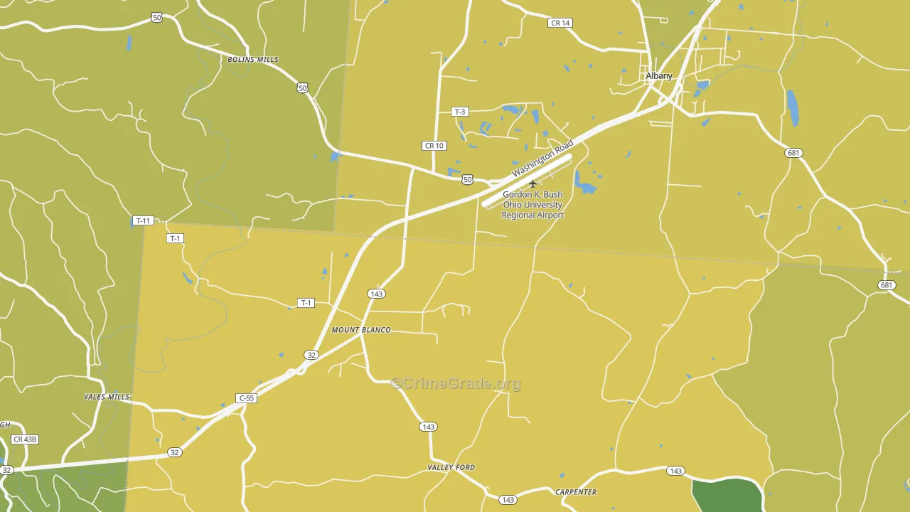 Carpenter, OH Map of Vehicle Theft Rates