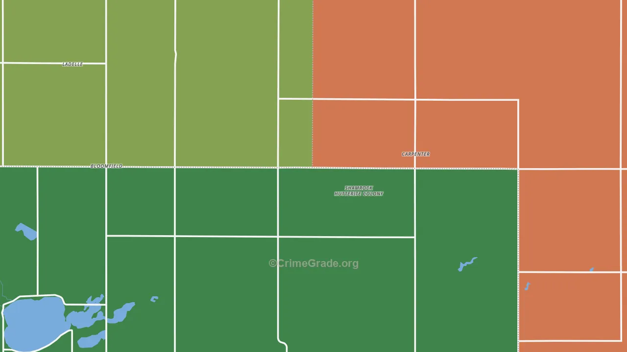 Carpenter, SD Map of Vehicle Theft Rates