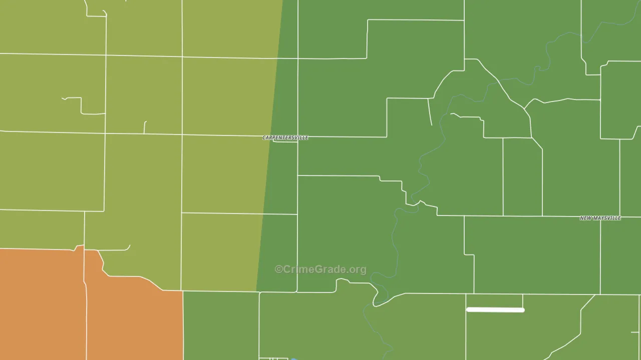 Carpentersville, IN Map of Vehicle Theft Rates