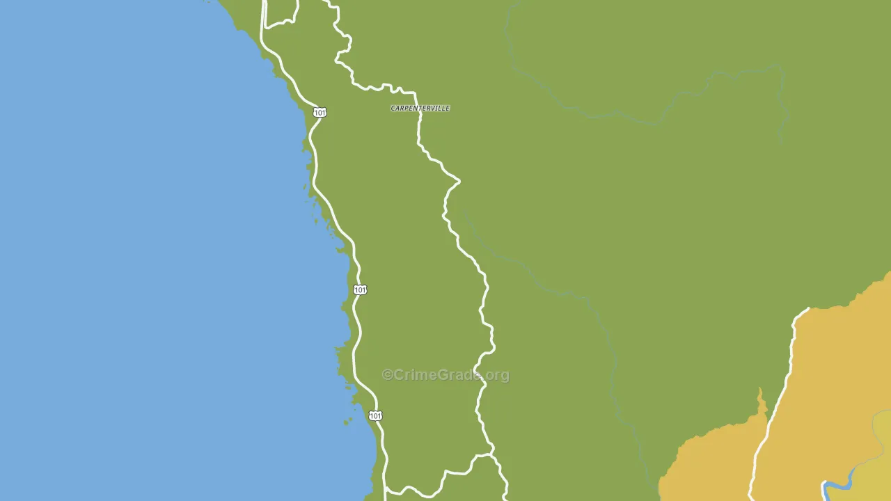 Carpenterville, OR Map of Vehicle Theft Rates
