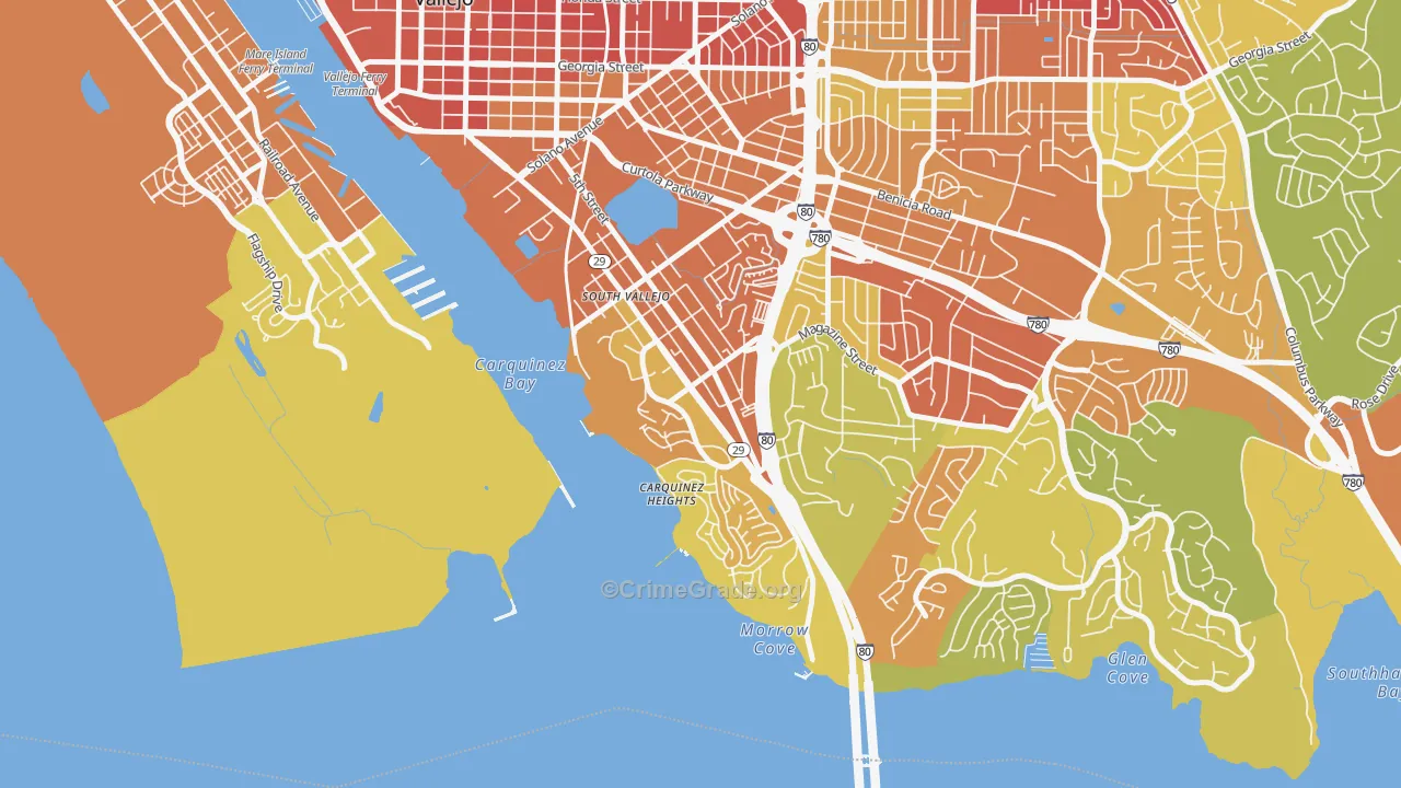 Carquinez Heights, Vallejo, CA Map of Vehicle Theft Rates