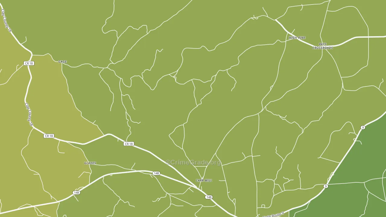 Carr Mill, AL Map of Vehicle Theft Rates