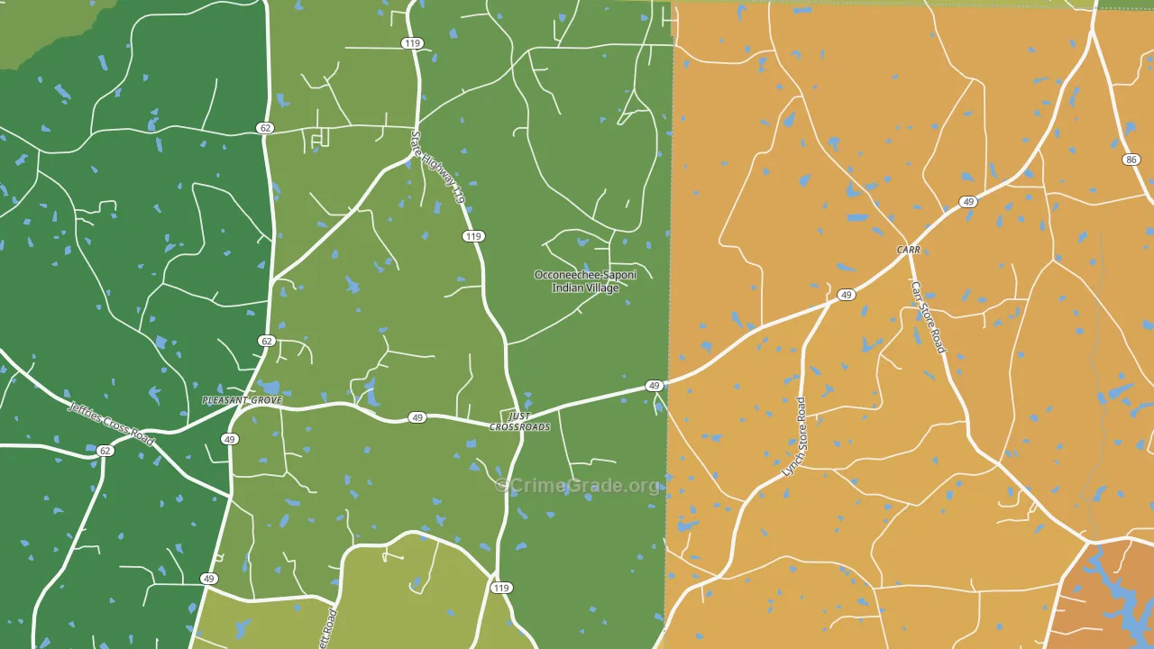 Carr, NC Map of Vehicle Theft Rates