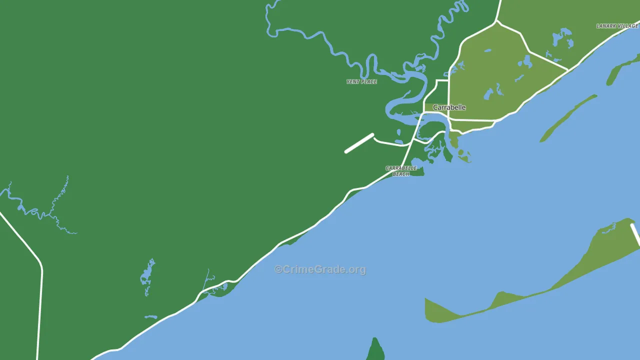 Carrabelle Beach, FL Map of Vehicle Theft Rates