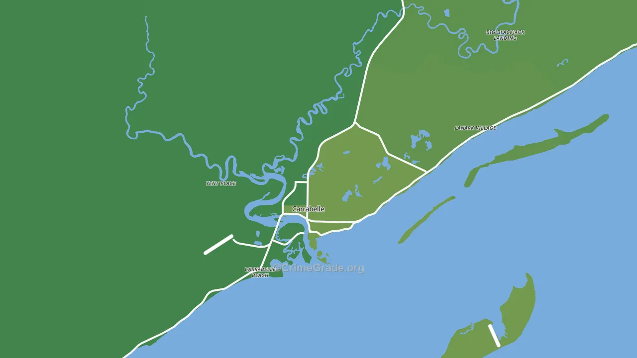 Carrabelle, FL Map of Vehicle Theft Rates