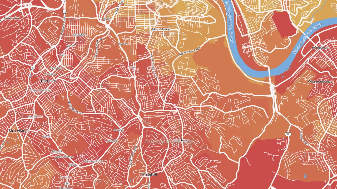 Carrick, Pittsburgh, PA Map of Vehicle Theft Rates