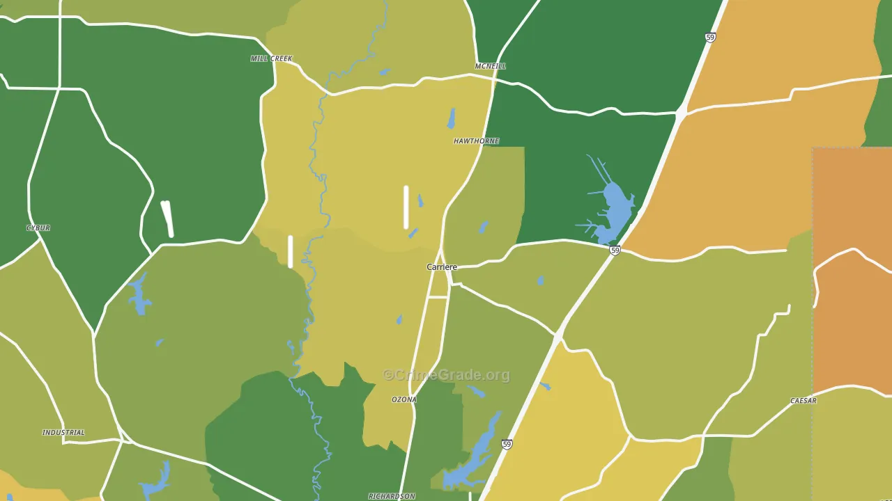 Carriere, MS Map of Vehicle Theft Rates