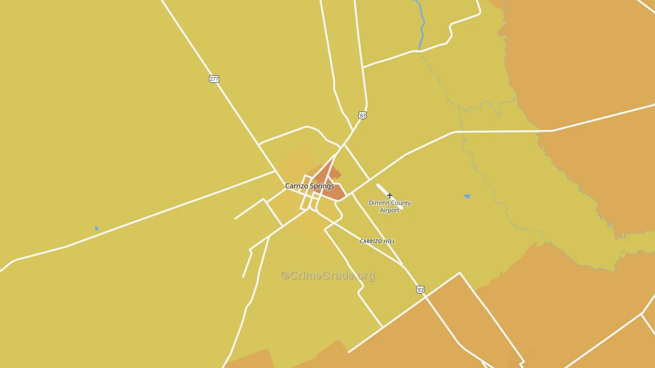 Carrizo Springs, TX Map of Vehicle Theft Rates