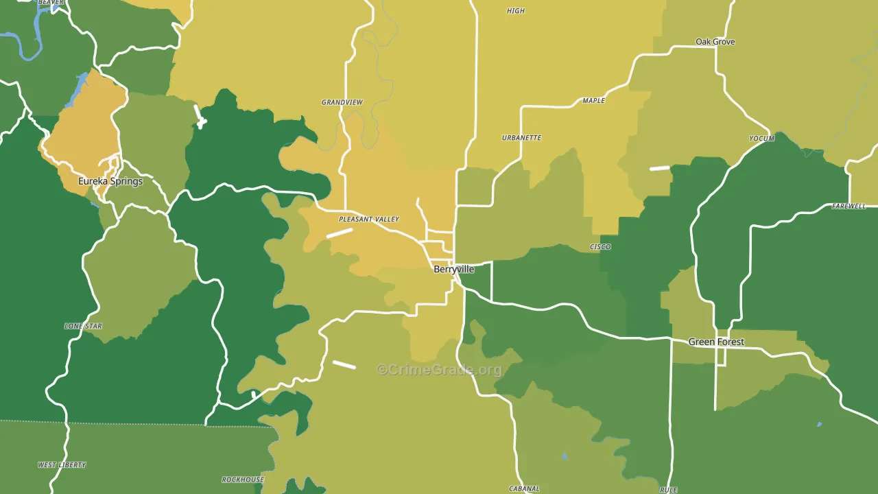 Carroll County, AR Map of Vehicle Theft Rates