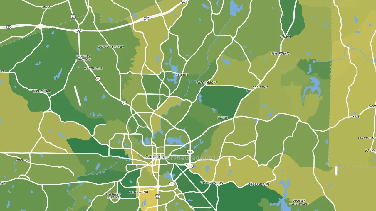 Carroll County, GA Map of Vehicle Theft Rates