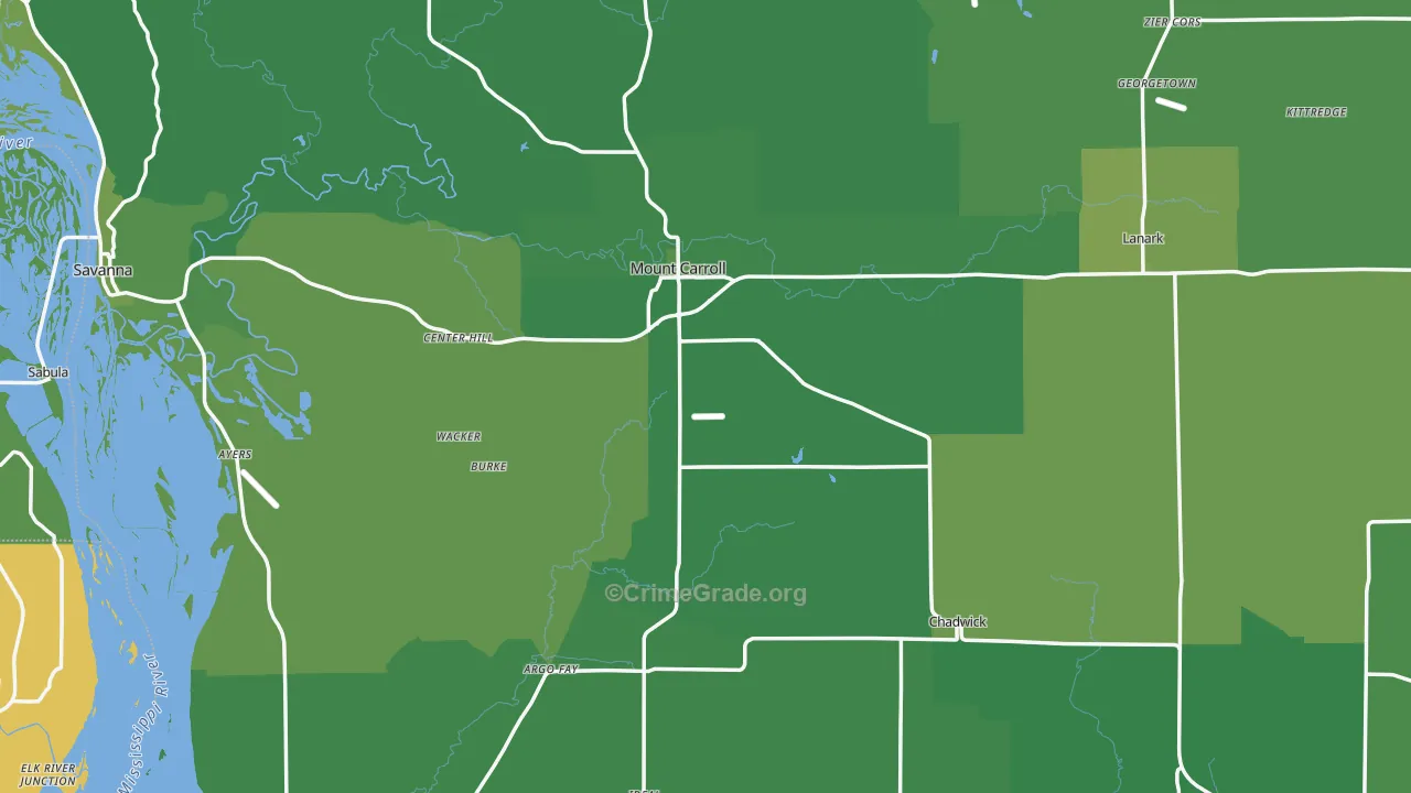 Carroll County, IL Map of Vehicle Theft Rates
