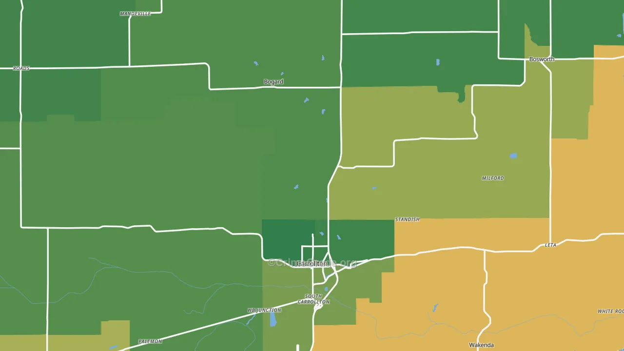 Carroll County, MO Map of Vehicle Theft Rates