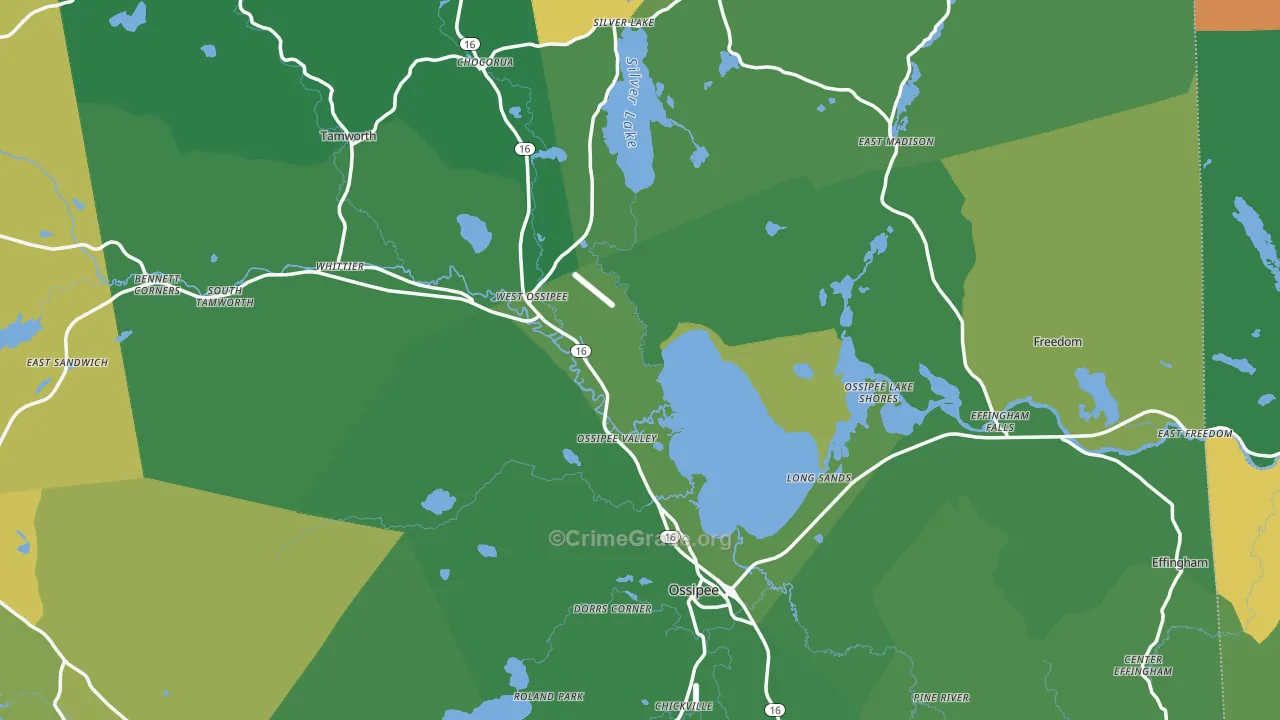 Carroll County, NH Map of Vehicle Theft Rates
